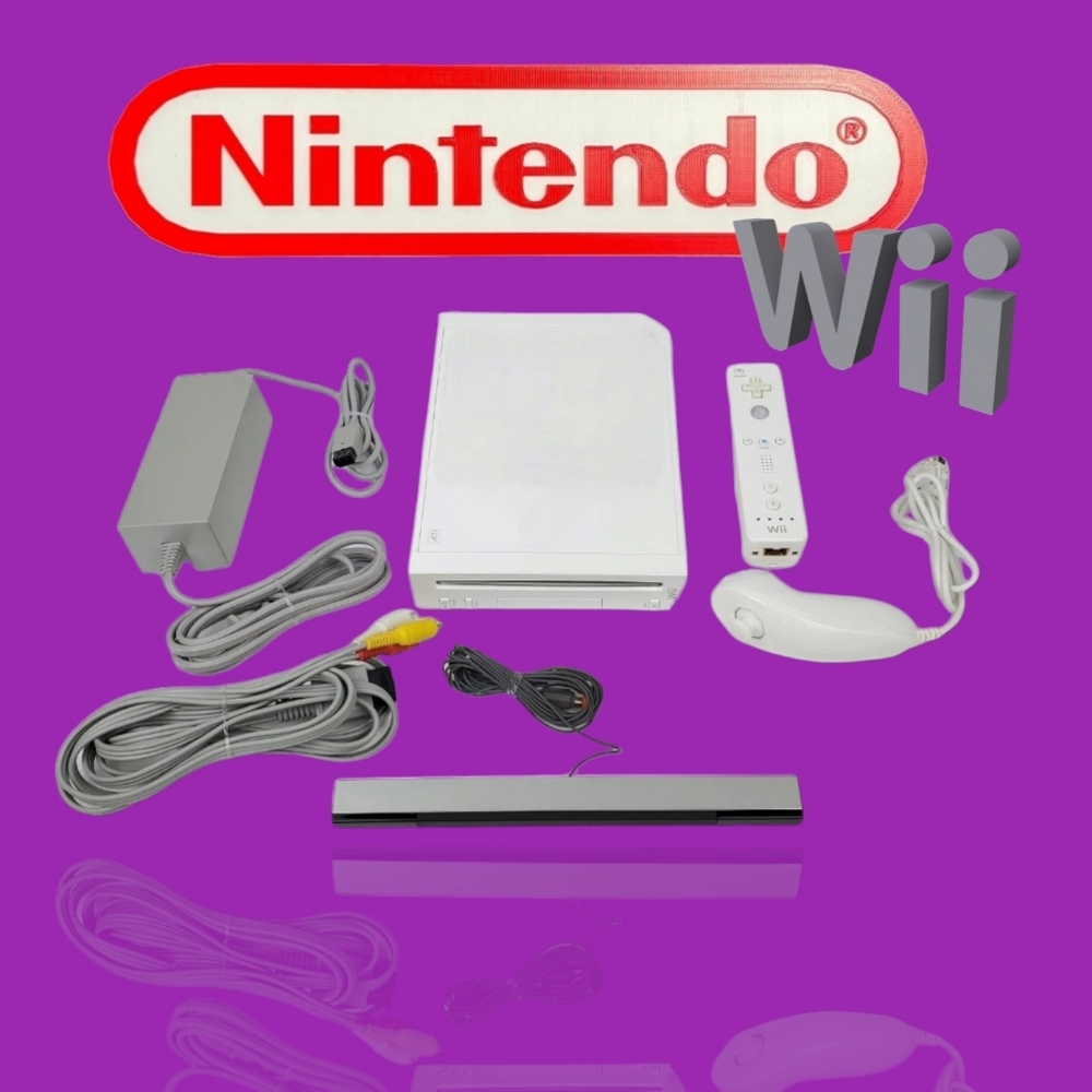 Nintendo Wii Console RVL-001 (GameCube Compatible) Bundle White VGUC